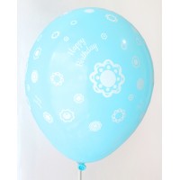 Pastel Blue Happy Birthday All Around Printed Balloons